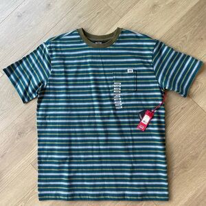 Sub Pop Striped Green and Blue Men's Shirt - Silvana Stripe Pocket T